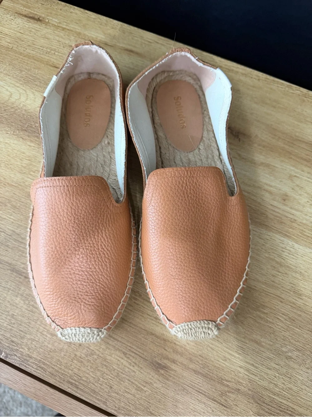 Soludos Kids Tan-Orange Leather Slip-On Espadrilles